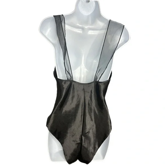 Natori Black Silky Floral Lacey Teddy M - Picture 3 of 8